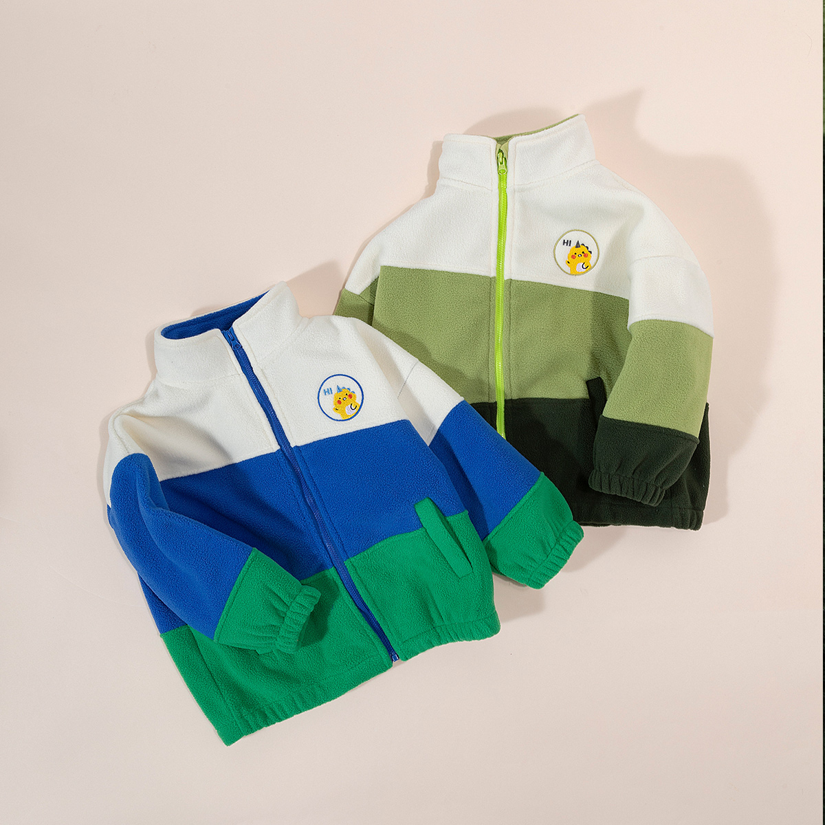 贝贝怡童装儿童摇粒绒外套拼色休闲男童上衣秋冬保暖百搭宝宝夹克ZB1DS029
