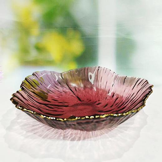 戴德生活馆玻璃果盘轻奢客厅茶几沙拉碗金边花瓣精致水果盘 商品图2