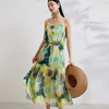 【度假系列】玳莎真丝印花吊带裙2024春装100%桑蚕丝乔其显瘦长裙  EA35002 商品缩略图0