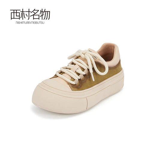 西村名物2024春季新品真皮舒适拼色厚底运动鞋时尚休闲鞋女X24AM10621 商品图1