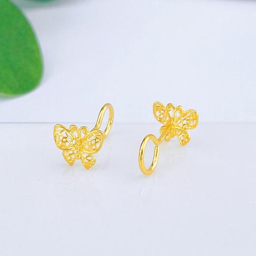 【限时7.5折】【定价黄金】足金999 #九紫离火 (足金999字印)5G黄金镂空蝴蝶耳钉(5GES00649)（预售产品下单后不退款不退货不换货不补差价） 商品图1