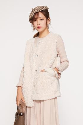 ELLA JADE 米白色颗粒绒马甲 10074
