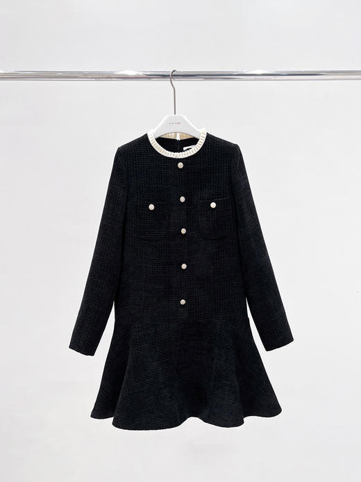 雀说 秋冬新款法式小香风连衣裙女木耳边圆领长袖套头A字裙4ZF-81888 商品图5