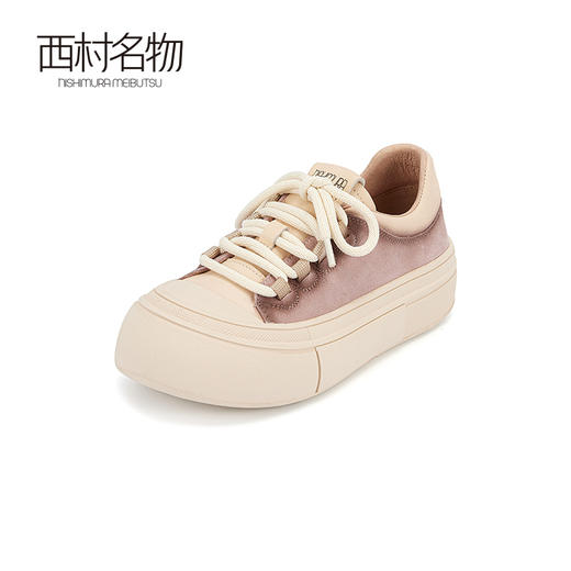 西村名物2024春季新品真皮舒适拼色厚底运动鞋时尚休闲鞋女X24AM10621 商品图0