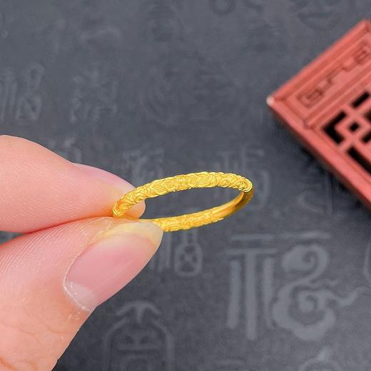 【限时克减150元】足金999.9 古法半实心固口双边花卉卷草纹圈戒(AEWZGFJZ00009)（预售产品下单后不退款不退货不换货不补差价（预售产品下单后不退款不退货不换货不补差价 商品图3