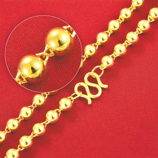 【限时克减150元】足金999.9 光珠链纯光珠(约5.6-6.0mm)纯圆珠项链光珠项链佛珠项链(XL00003-02)补差价）预售产品下单后不退款不退货不换货不补差价 商品图0
