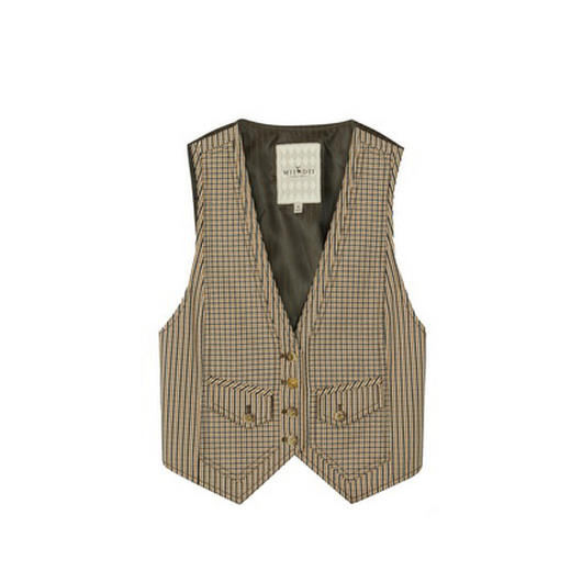 谜底格纹小马甲女2024春新款复古帅气修身短款西装马夹241MM0079 商品图4