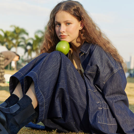 谜底直筒裤女2024春季新款时尚特色高腰宽松牛仔裤女士241MK0157 商品图0