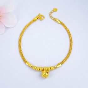 【限时克减150元】足金999.9 亮镜金铃铛调节手链(AF050SL00072)（铃铛不会响的哈）（预售产品下单后不退款不退货不换货不补差价）