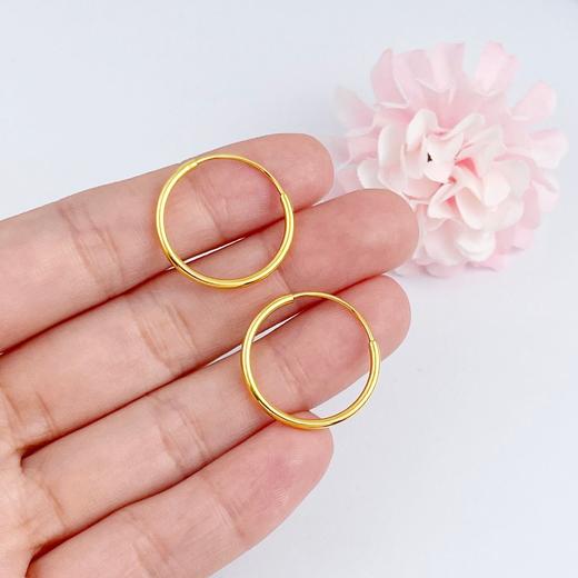 【限时7.5折】【定价黄金】足金999 (足金999字印)5G黄金素圈耳圈(5GES00533)（预售产品下单后不退款不退货不换货不补差价）（预售产品下单后不退款不退货不换货不补差价） 商品图2