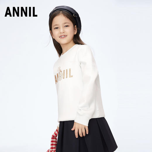 女童简约百搭圆领长袖卫衣新款安奈儿童装实体店同款AG411529 商品图2