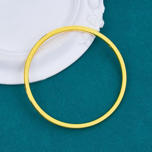 【限时克减150元】足金999.9  黄金实心(面宽约2.8-3.2mm)拉丝喷砂四方简约固口手镯(SZ00308)预售产品下单后不退款不退货不换货不补差价） 商品图2