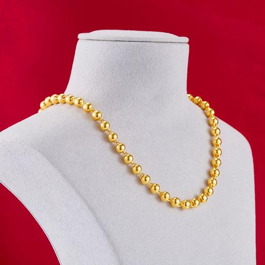 【限时克减150元】足金999.9 光珠链纯光珠(约5.6-6.0mm)纯圆珠项链光珠项链佛珠项链(XL00003-02)补差价）预售产品下单后不退款不退货不换货不补差价 商品图2