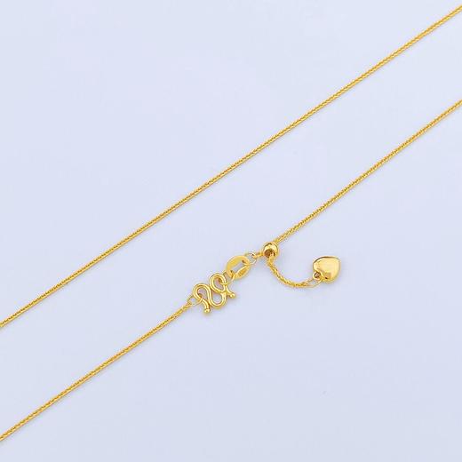 【限时克减150元】足金999 (足金999字印)5G黄金心尾款抽拉调节方肖邦链项链(5GXL00072-04)（预售产品下单后不退款不退货不换货不补差价） 商品图0