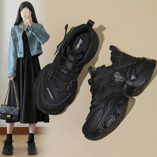 ZHR厚底运动鞋女2024春季新款时尚百搭休闲网面透气机能风老爹鞋 商品图4