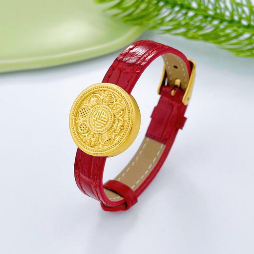 【限时克减150元】足金 #八宝罗盘 #小红书 3D硬金八方祥瑞福字八宝表盘红色人造皮表带手表成品手串(AJ3DSC00052-4)预售产品下单后不退款不退货不换货不补差价 商品图0