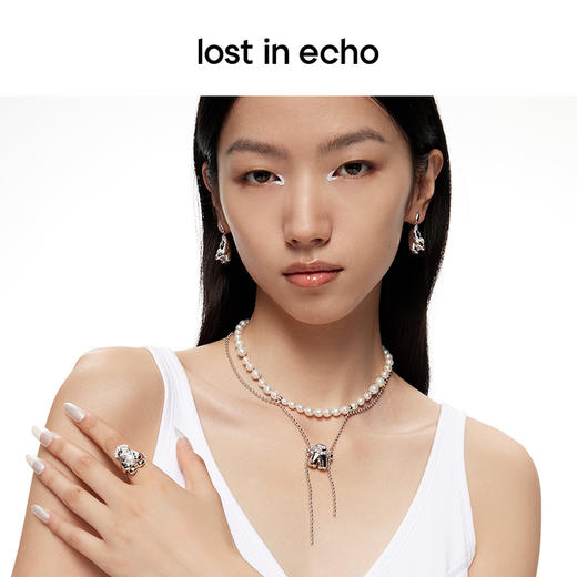 lost in echo原创设计师品牌轻奢Yetti雪怪珍珠戒指心型萌趣可爱 商品图3