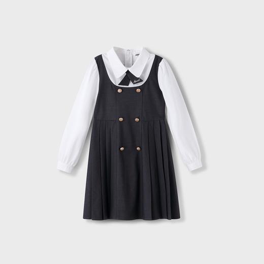 女童学院风假两件翻领长袖连衣裙裙子新款安奈儿童装实体店同款AG413573 商品图4