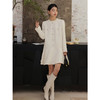 雀说 秋冬新款法式小香风连衣裙女木耳边圆领长袖套头A字裙4ZF-81888 商品缩略图3