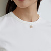 玳莎修身侧抽褶白T恤女2024春季新款圆领时尚设计感显瘦短袖上衣  EA32102 商品缩略图2