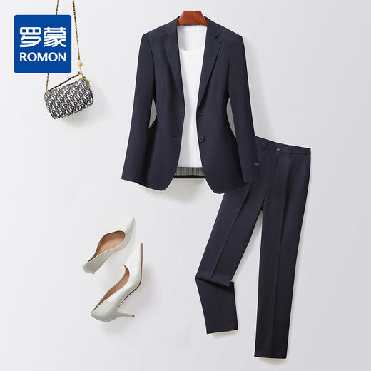 【上衣+裤子】罗蒙女士套装气质休闲小西服职业西装女装修身正装 商品图0