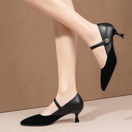 尖头细高跟鞋，拼接玛丽珍鞋单鞋HY&H3306 商品图3