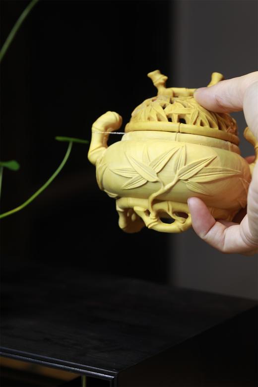 步步高升°黄杨木香炉 商品图6