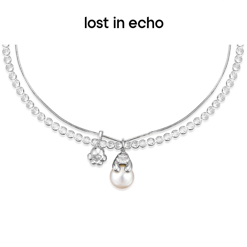 [捡漏价]lost in echo原创设计师款Yetti雪怪滚雪球双层珍珠项链锁骨链女