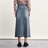 谜底A字型长款半身裙2024春季新款复古百搭高腰牛仔半裙241MB0002 商品缩略图2