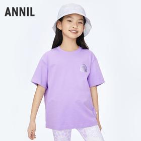 男女童弹力保型滑爽亲子装圆领短袖新款安奈儿童装实体店同款AM411565