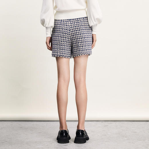 谜底毛呢格纹短裤女2024春季新款复古文艺直筒修身短裤241MK0145 商品图2