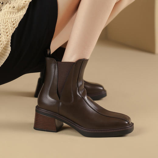 品质好货 | Safiya/索菲娅2023秋冬季新款百搭复古加绒瘦瘦切尔西弹力靴 SF34118781 商品图9