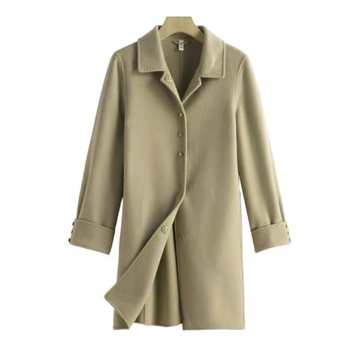 D6186        法式气质减龄休闲百搭中长款双面羊绒大衣外套 商品图2