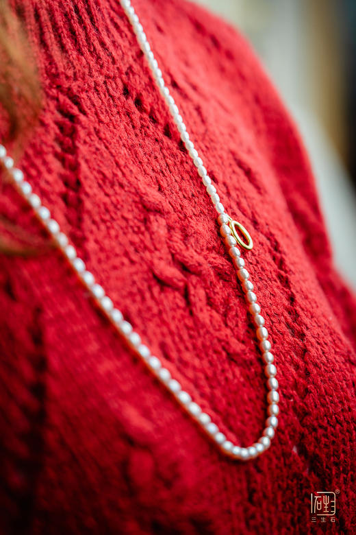 天然粉白米珠双层设计多用链 商品图4