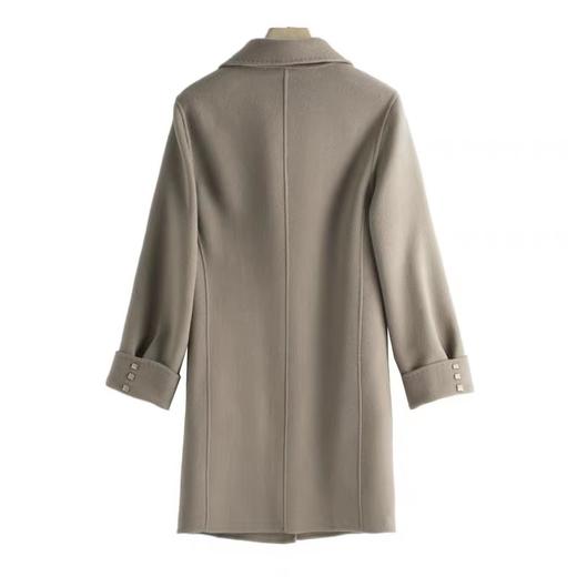 D6186        法式气质减龄休闲百搭中长款双面羊绒大衣外套 商品图5