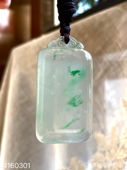 玻璃种飘花无事牌挂坠【4160301】具体价格微信咨询 商品图1