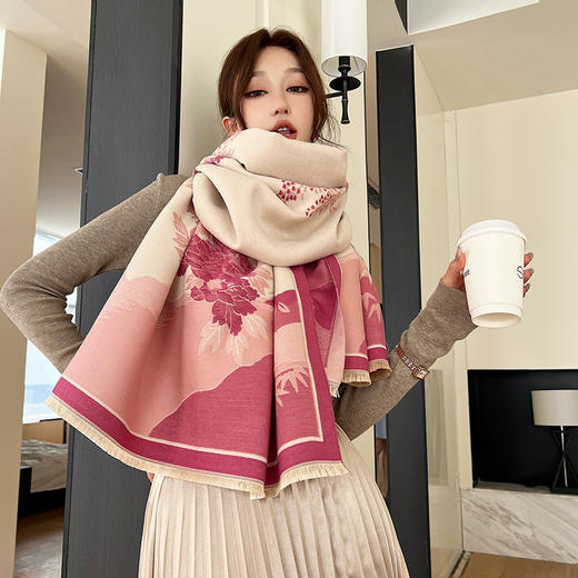 秋冬季新款【仿羊绒围巾女 韩版加厚防寒】保暖外搭 大披肩围脖 商品图14