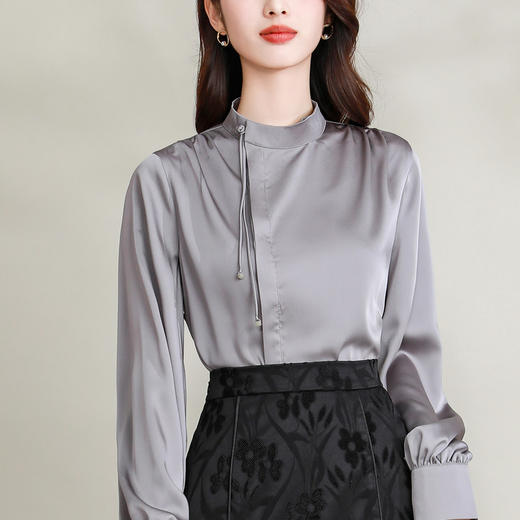 KQL-1832新款汉元素国风衬衫女女装新款马面裙长袖修身显瘦衬衫上衣 商品图3