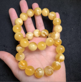 43383蜜蜡单圈-白花蜡圆珠