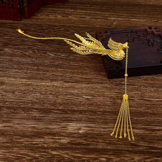 【限时克减150元】足金999 #婚庆 古法凤凰于飞流苏发簪凤簪婚嫁头饰金步摇凤钗(YGFTS00001-1)（预售产品下单后不退款不退货不换货不补差价） 商品图1