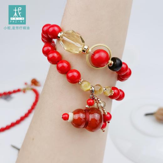 朱砂红玛瑙单圈/两圈扩香手链 帝王砂 福禄葫芦 本命年 新年红 商品图2