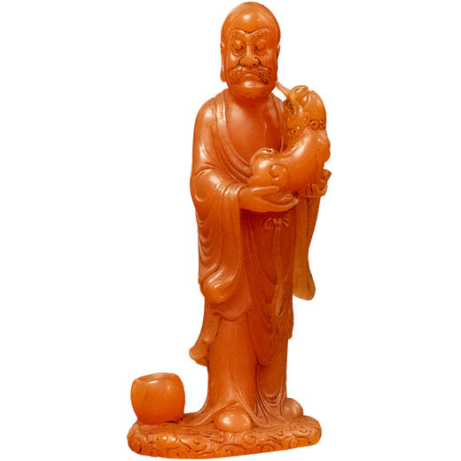 清 红善伯洞石雕戏狮罗汉像 商品图5