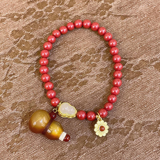 朱砂红玛瑙福禄扩香瓶款单圈手串 新年 九运红火设计 商品图6