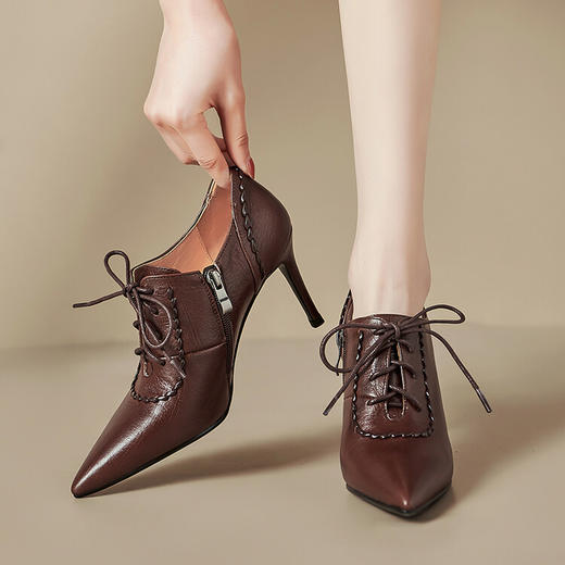 尖头细跟高跟鞋窝窝鞋，裸靴辣妈性感单鞋子QS&9932【预售5天】 商品图0