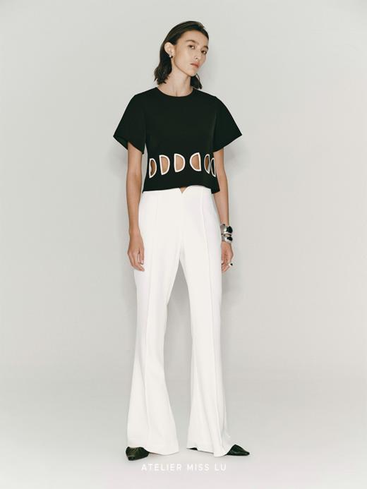 【珍珠小姐】海鸥腰线微喇长裤 商品图2