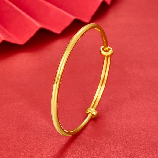 【限时克减150元】足金999.9 (面宽约3.4-3.6mm)实心手镯光面推拉手镯光圈推拉手镯素圈推拉手镯圆管推拉手镯(HWSZ00002-01)（预售产品下单后不退款不退货不换货不补差价） 商品图2
