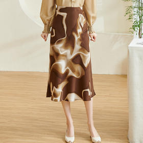 剩S 米思阳2026春季新款复古优雅印花半身裙高腰修身美拉德裙子女0366