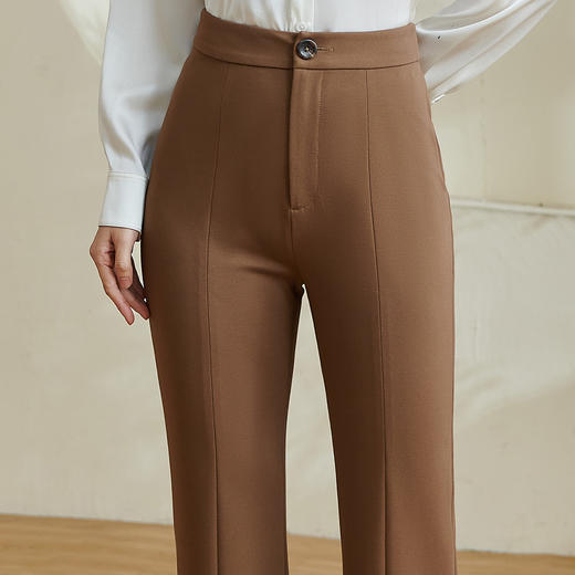 剩S/M/L/XL/XXL 米思阳2026春季新款时尚设计感修身微喇裤高腰开叉小个子长裤0078 商品图4