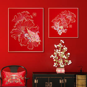 多喜爱婚庆刺绣装饰画  喜嫁装饰系列 比翼情深cs