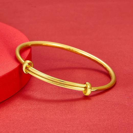 【限时克减150元】足金999.9 (面宽约3.4-3.6mm)实心手镯光面推拉手镯光圈推拉手镯素圈推拉手镯圆管推拉手镯(HWSZ00002-01)（预售产品下单后不退款不退货不换货不补差价） 商品图1